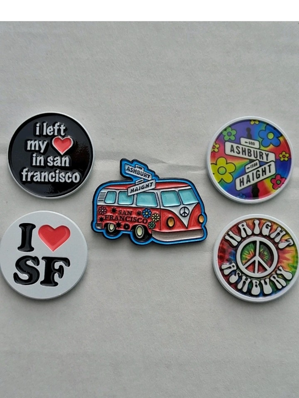 San Francisco Haight Ashbury VW Street Sign 5 Pin Pack